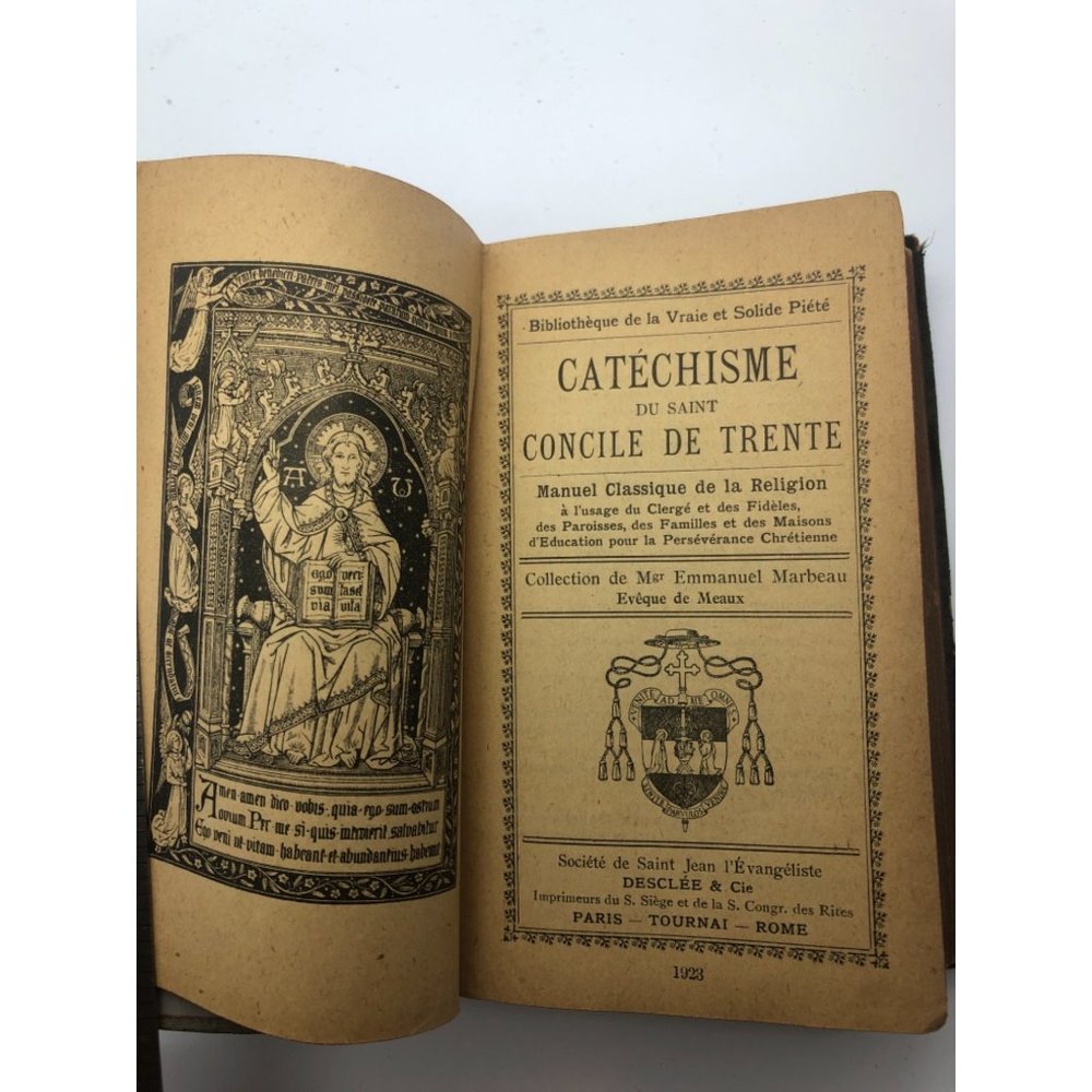 Antique French Catholic Doctorine Catéchisme du concile de Trente Roman